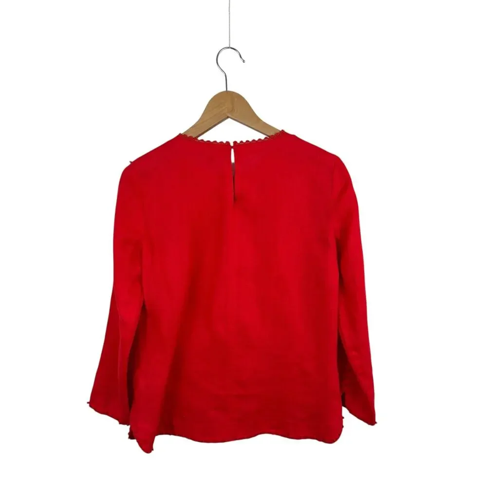 J. Crew Red Linen Top